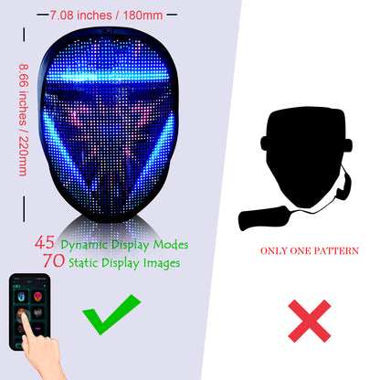 Led Mask with Bluetooth Programmable App (3A Battery)