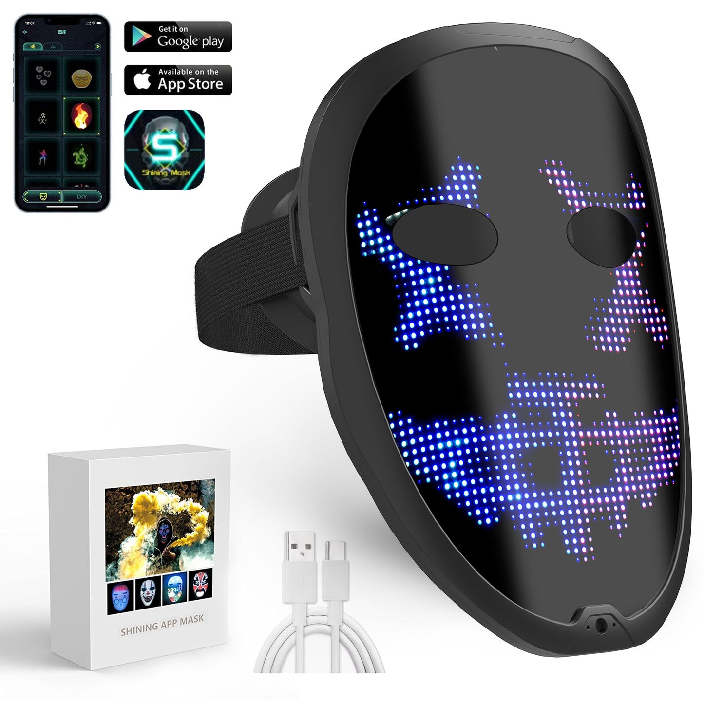 Led Mask with Bluetooth Programmable(Ultra-light-thin)